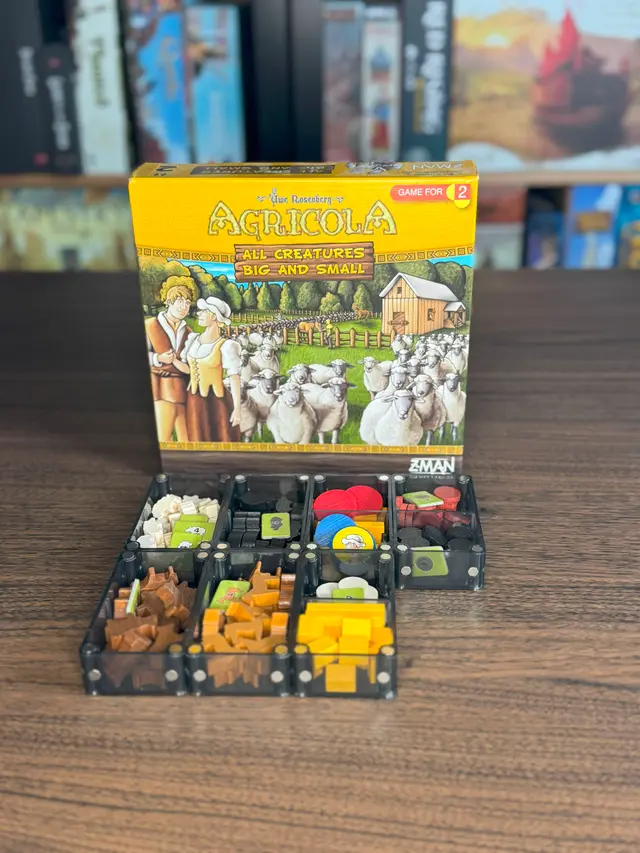 Agricola: All Creatures Big and Small organized in a Piece Keepers tray