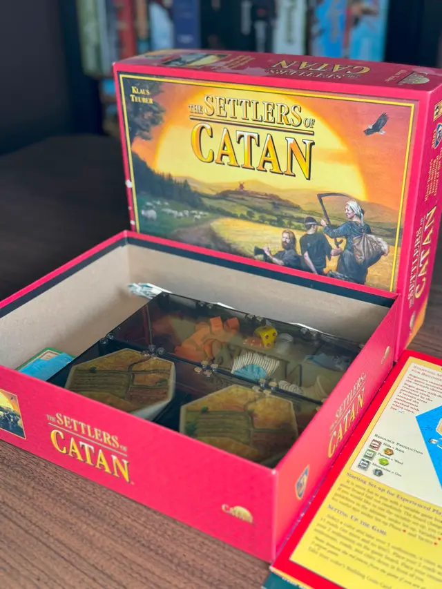 Catan organized in a Piece Keepers tray