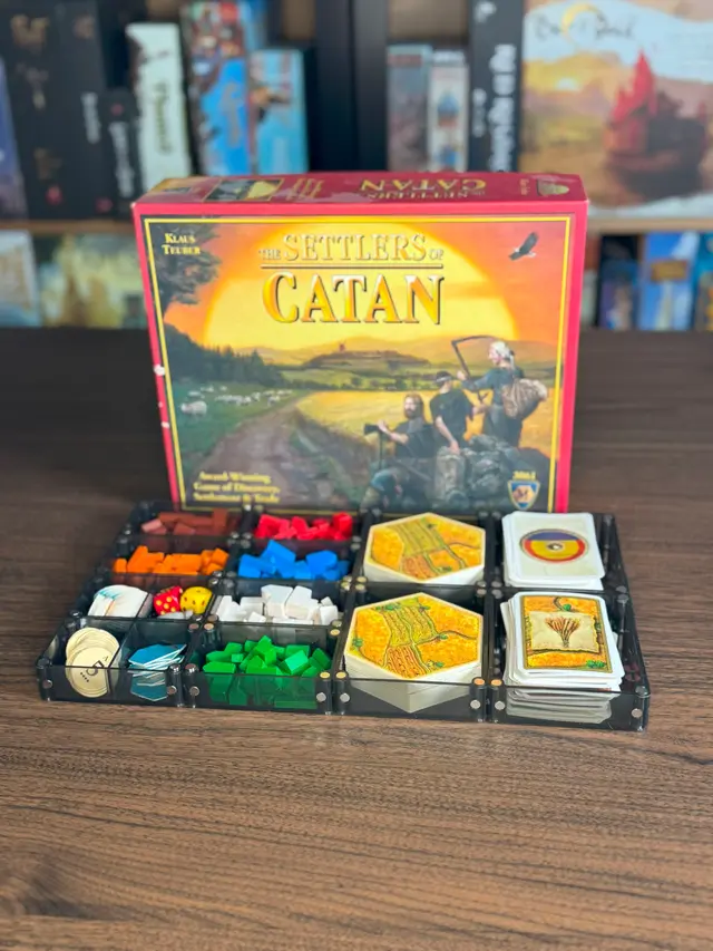 Catan organized in a Piece Keepers tray