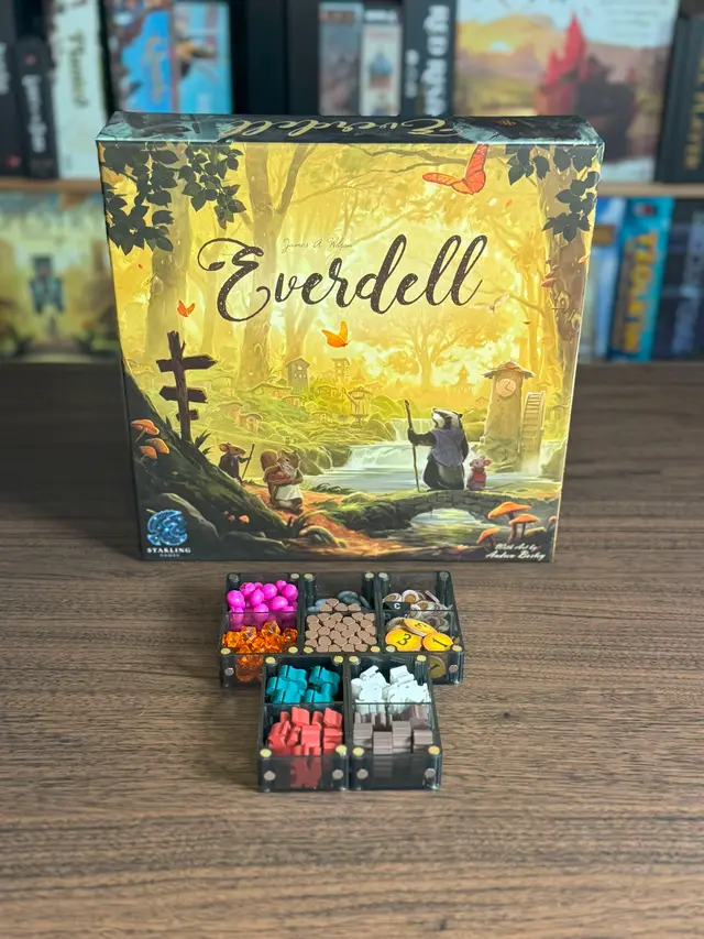 Everdell organized in a Piece Keepers tray