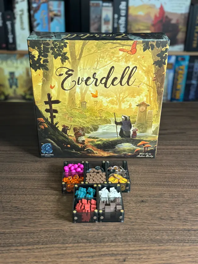 Everdell organized in a Piece Keepers tray