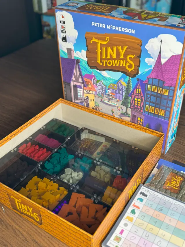 Tiny Towns organized in a Piece Keepers tray