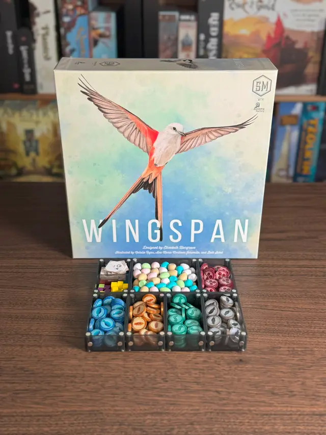 Wingspan organized in a Piece Keepers tray