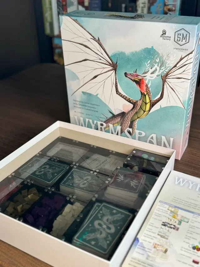 Wyrmspan organized in a Piece Keepers tray