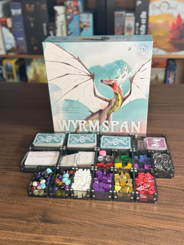 Wyrmspan organized in a Piece Keepers tray